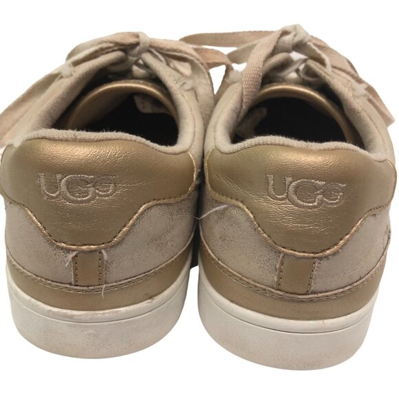 UGG Womens 6 KiDS 5 37 Girls Alanna Low Top Gold Metallic Sneakers Trainers - Picture 8 of 11
